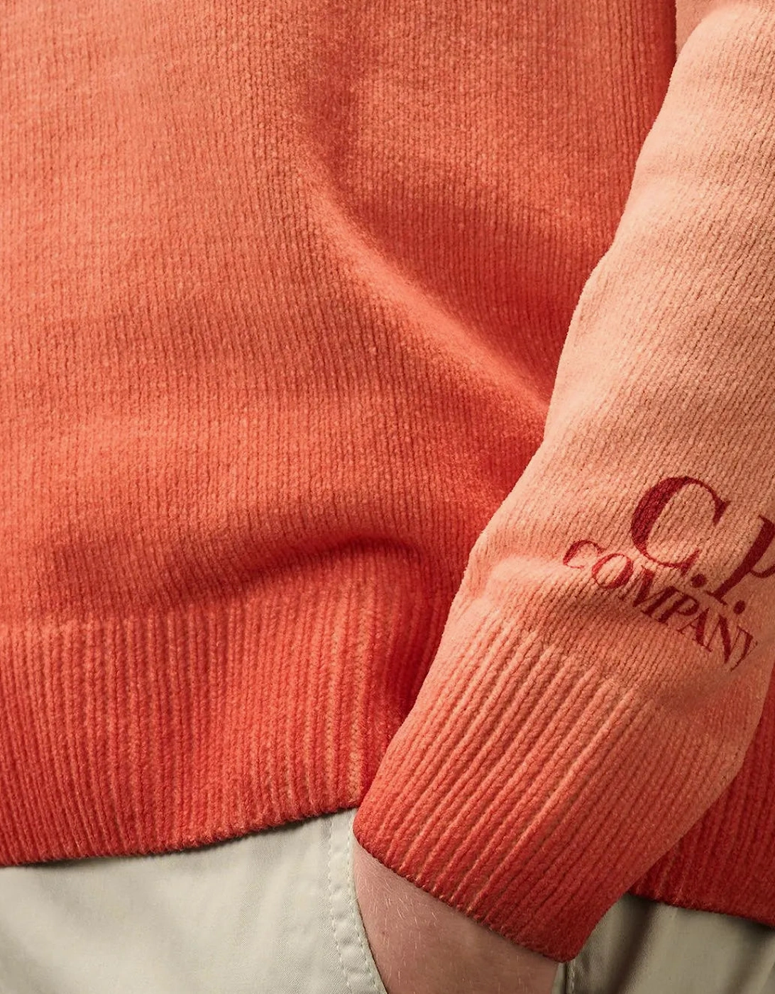 Chenille Crewneck Cuff Logo Knit