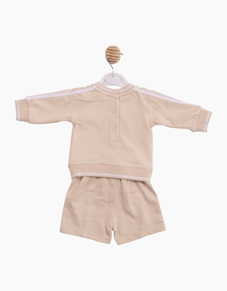 Boys Beige Sporty Sweat Short Set