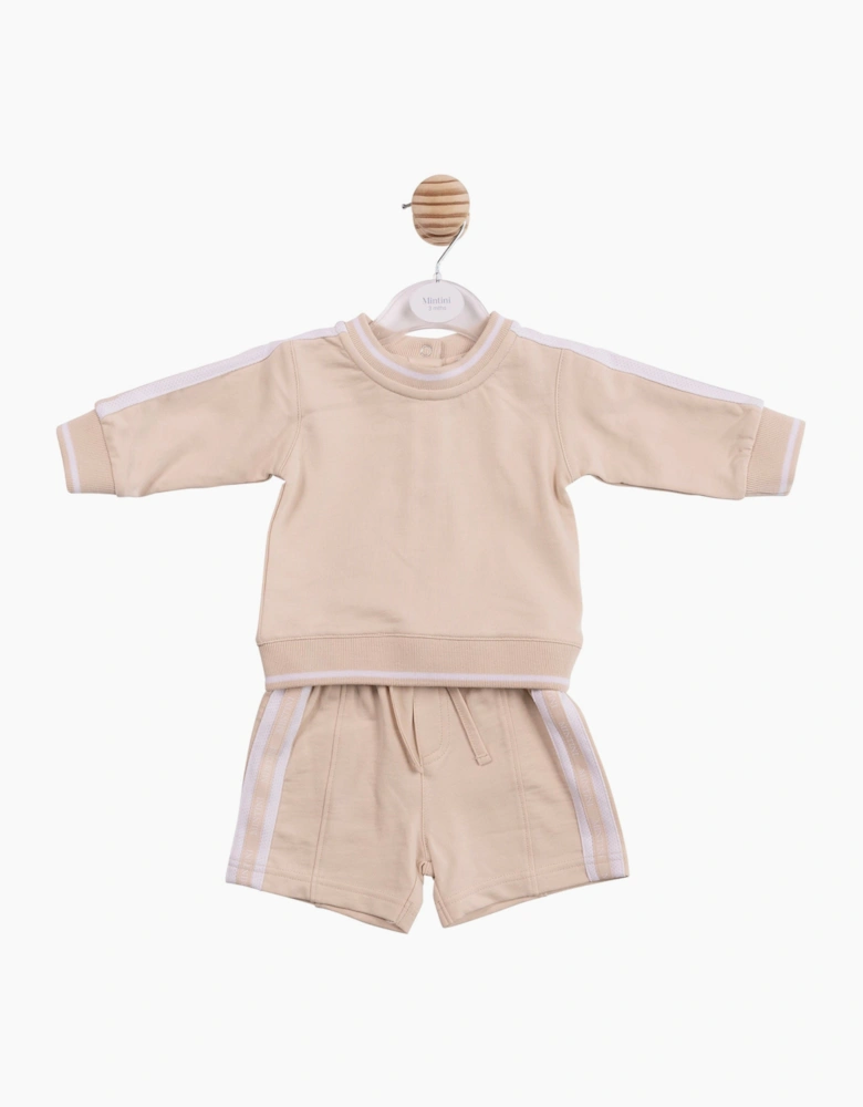 Boys Beige Sporty Sweat Short Set
