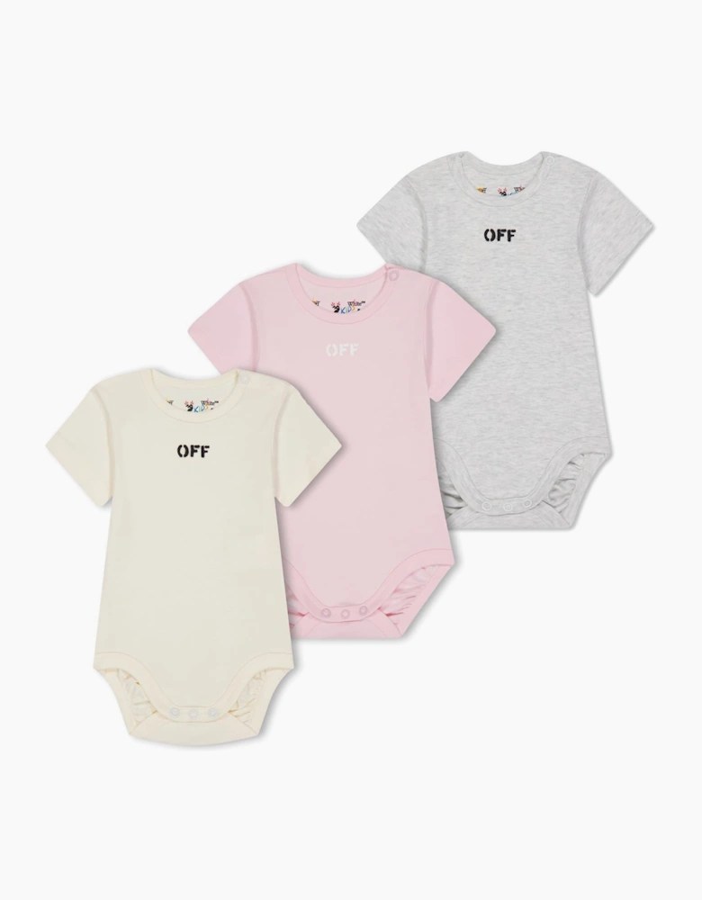 3 Pack Lettering Crew Neck Bodysuit