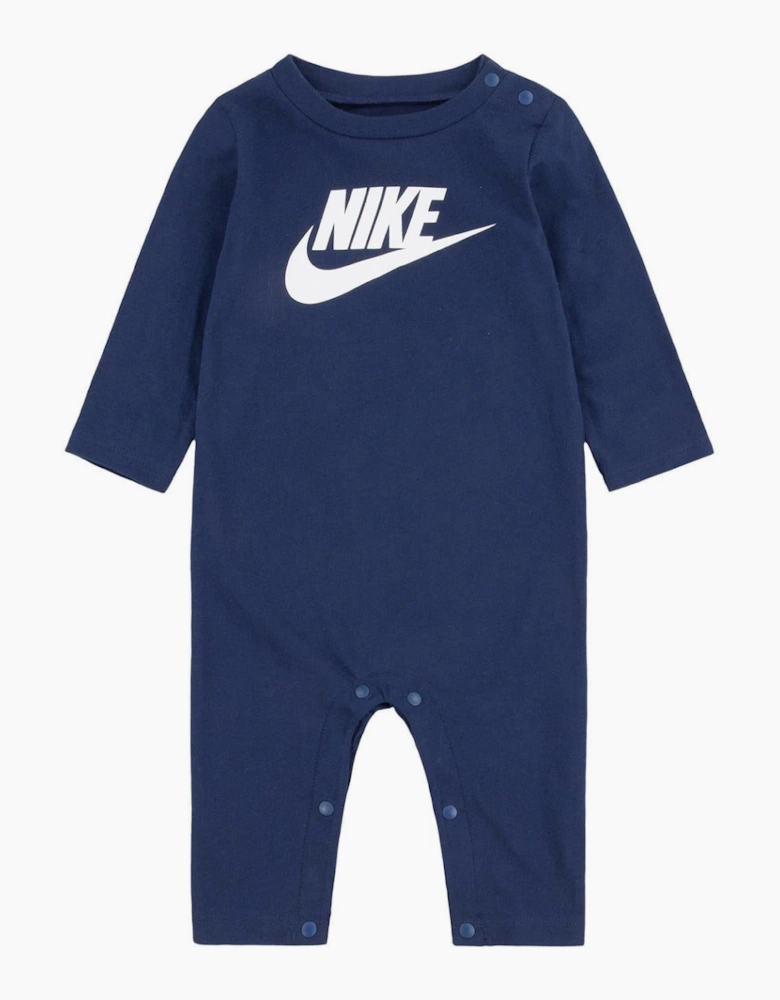 Crew Neck Long Sleeve Logo Print Romper