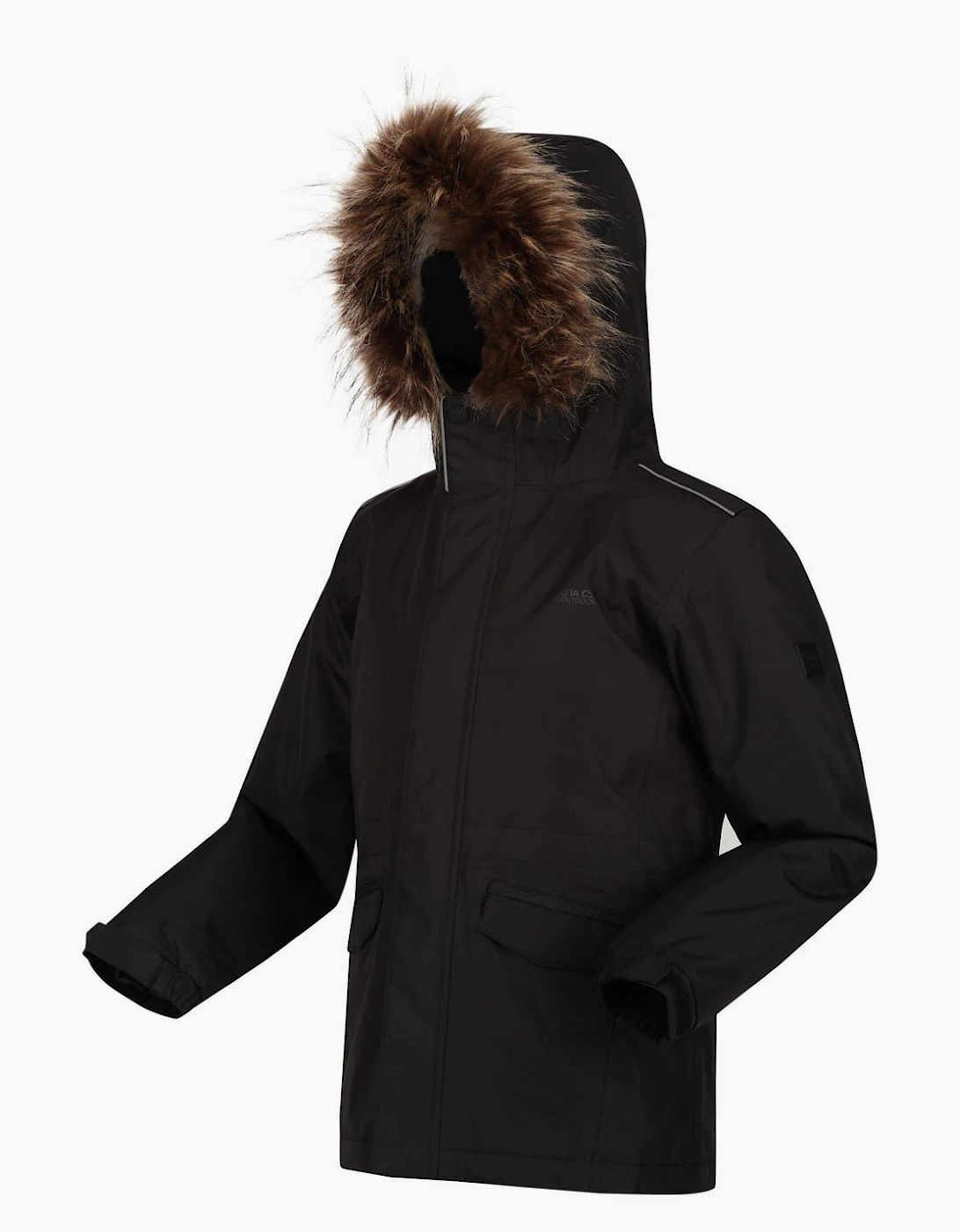 Tynley Solid Patterned Hooded Parka Jacket