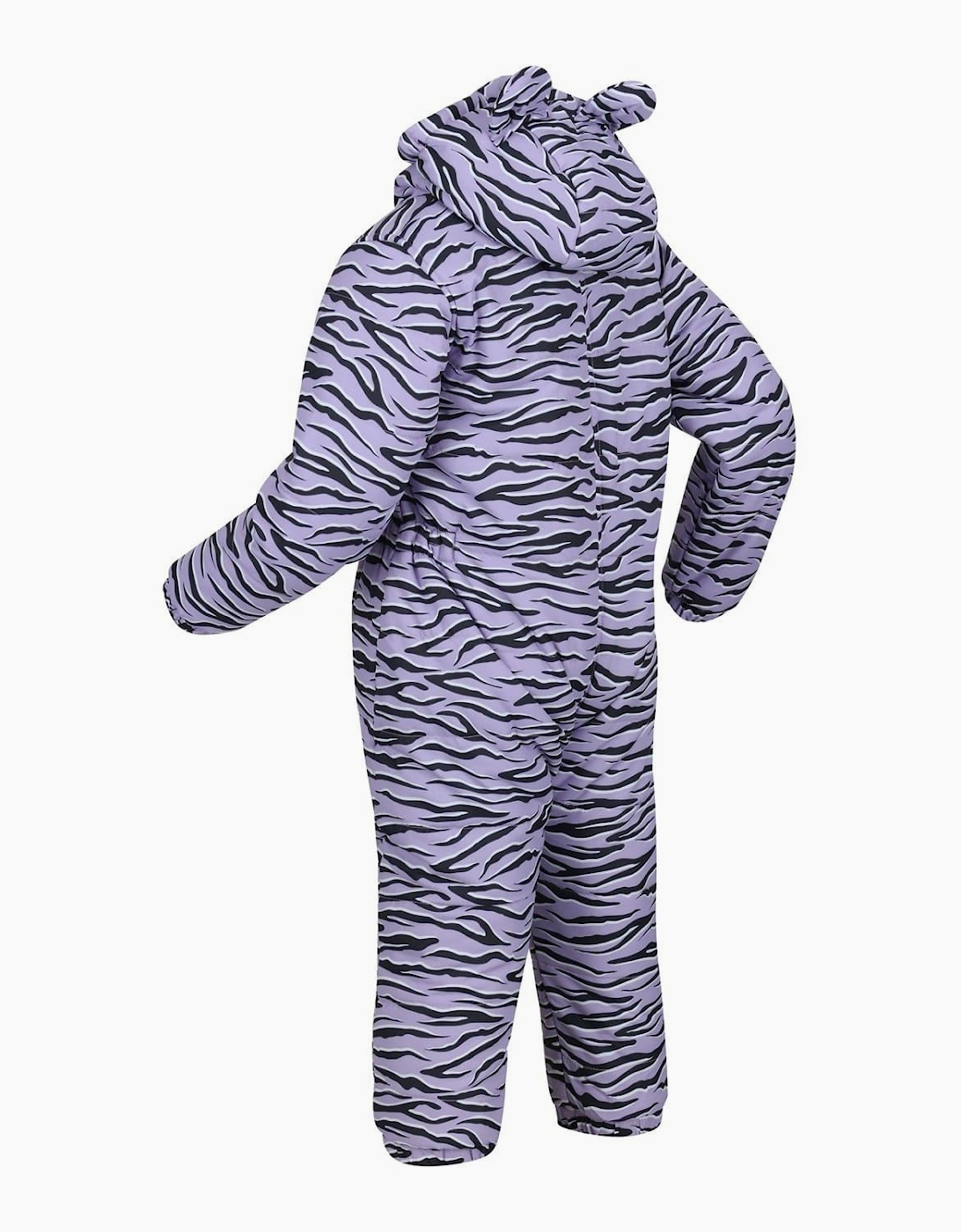 Hooded Neck Long Sleeve Tiger Patterned Snowsuit