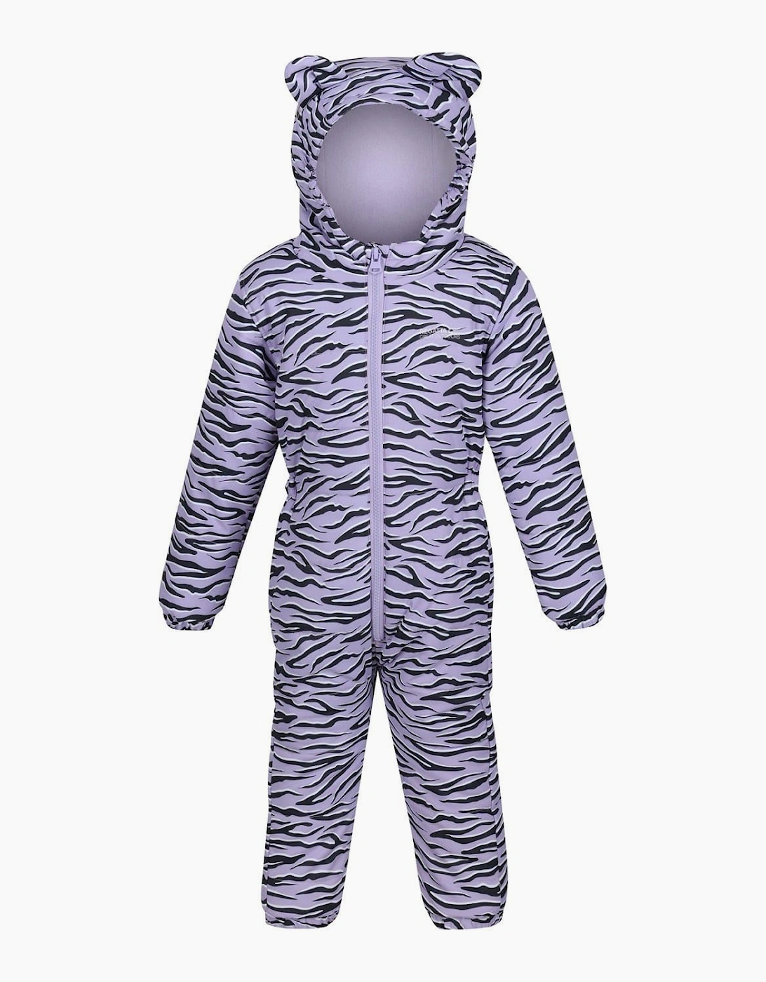 Hooded Neck Long Sleeve Tiger Patterned Snowsuit