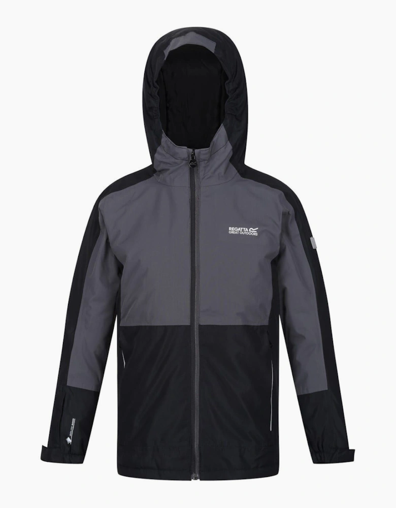 Beamziii Color Block Hooded Zipped Pocket Rain Jacket