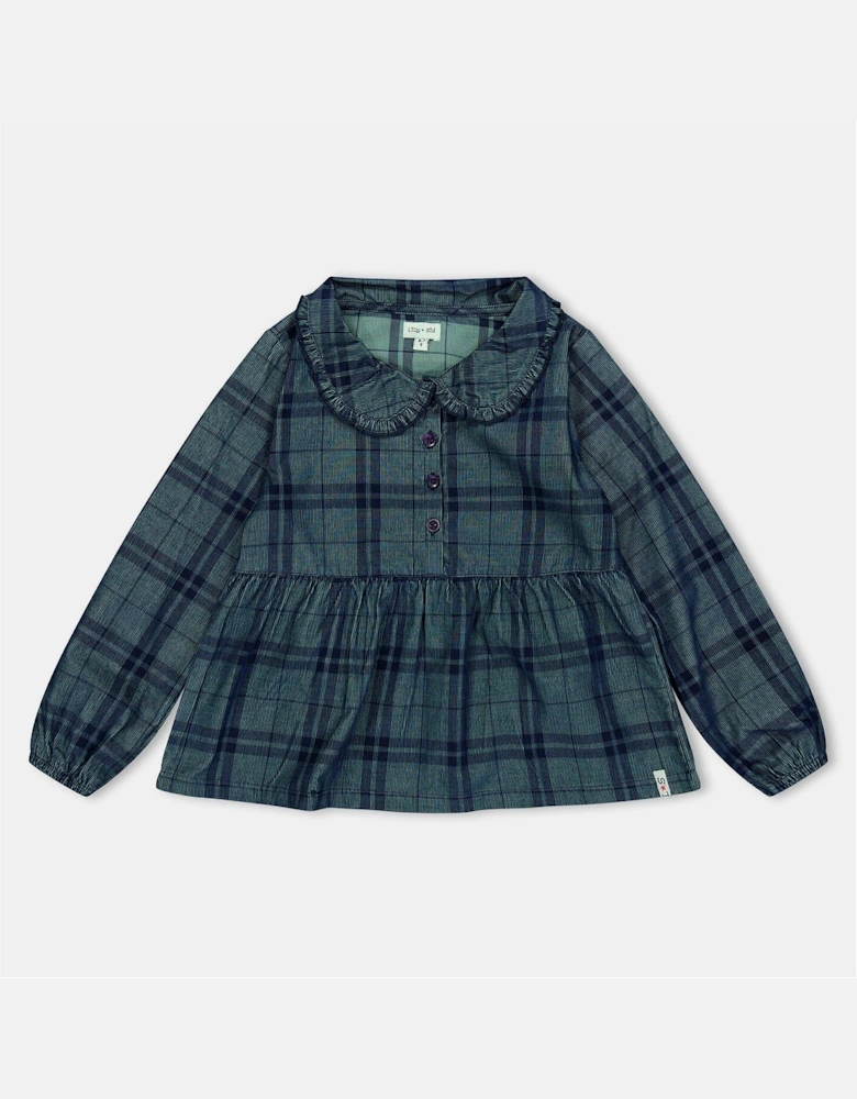 Check Collar Regular Fit Blouse