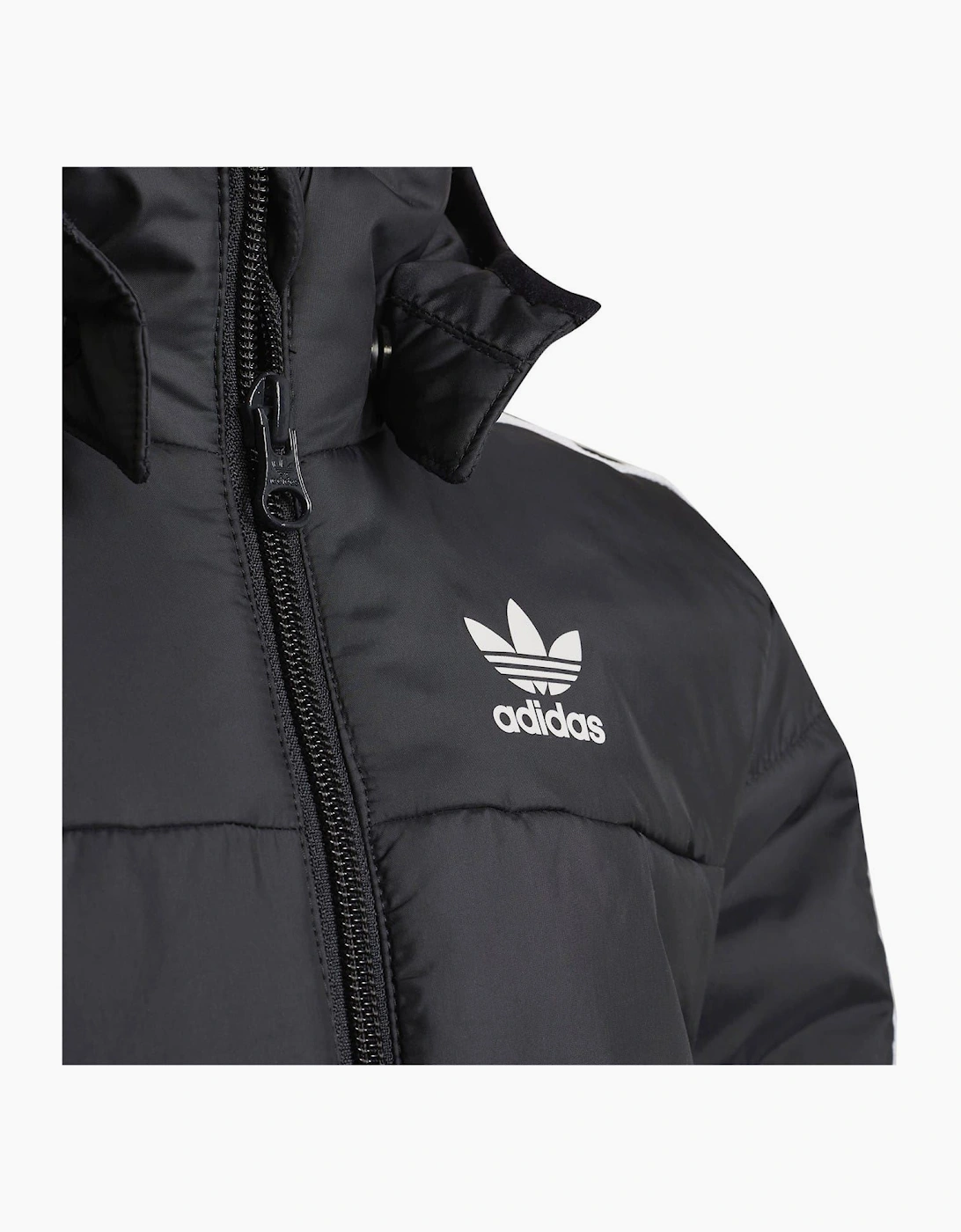 Solid Patterned Hooded Puffer Jacket with Ribbed Cuff