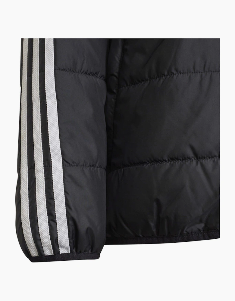 Solid Patterned Hooded Puffer Jacket with Ribbed Cuff