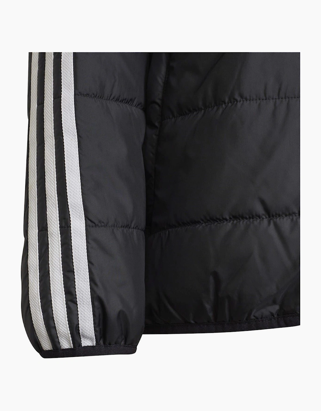 Solid Patterned Hooded Puffer Jacket with Ribbed Cuff