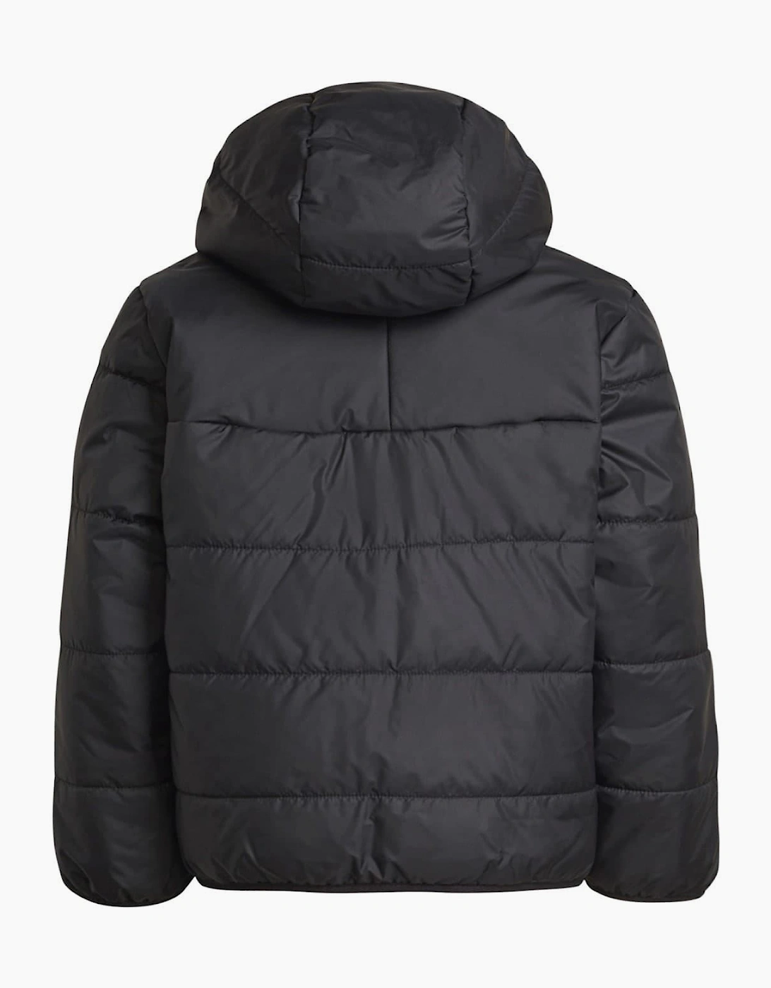 Solid Patterned Hooded Puffer Jacket with Ribbed Cuff