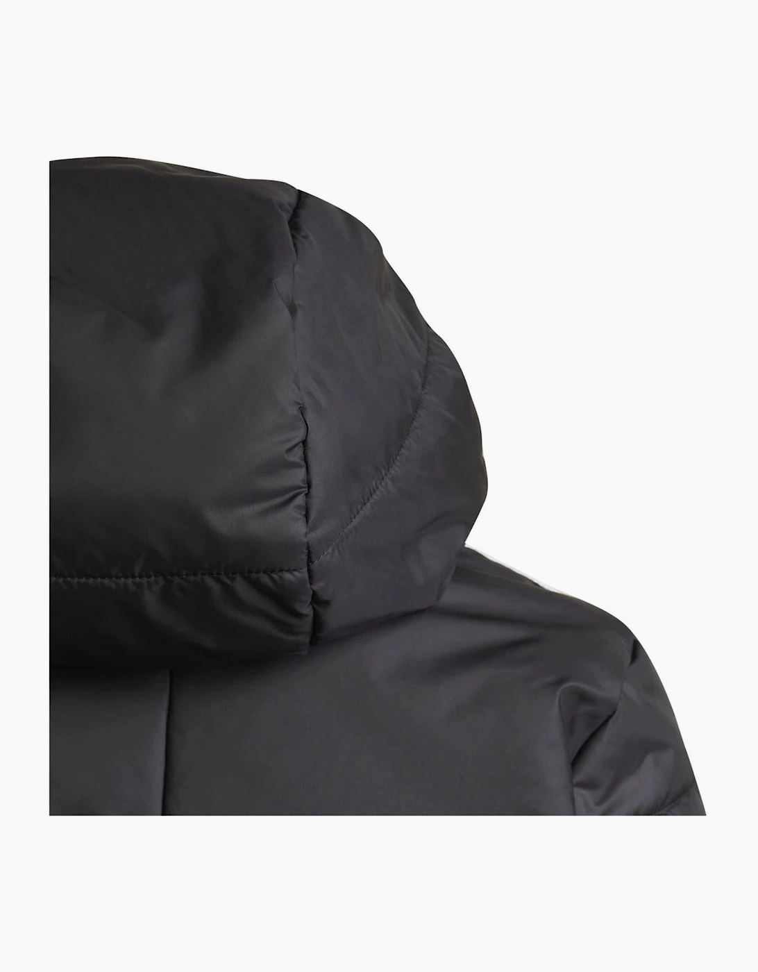 Solid Patterned Hooded Puffer Jacket with Ribbed Cuff