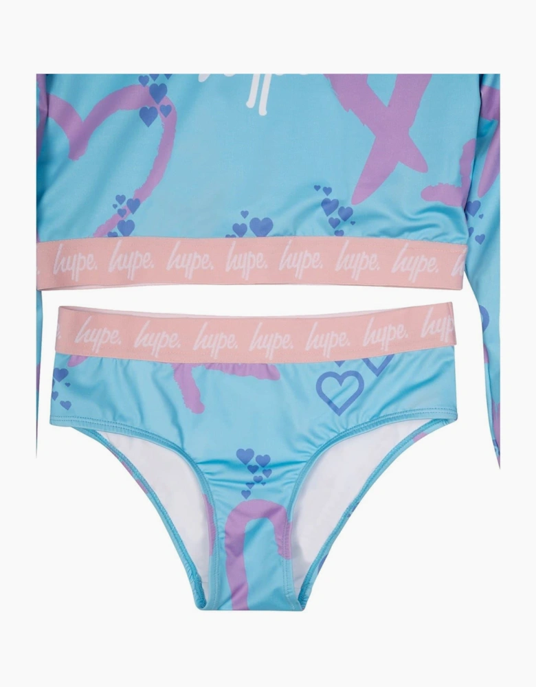 Heart Lettering Graphic Print Swimsuit