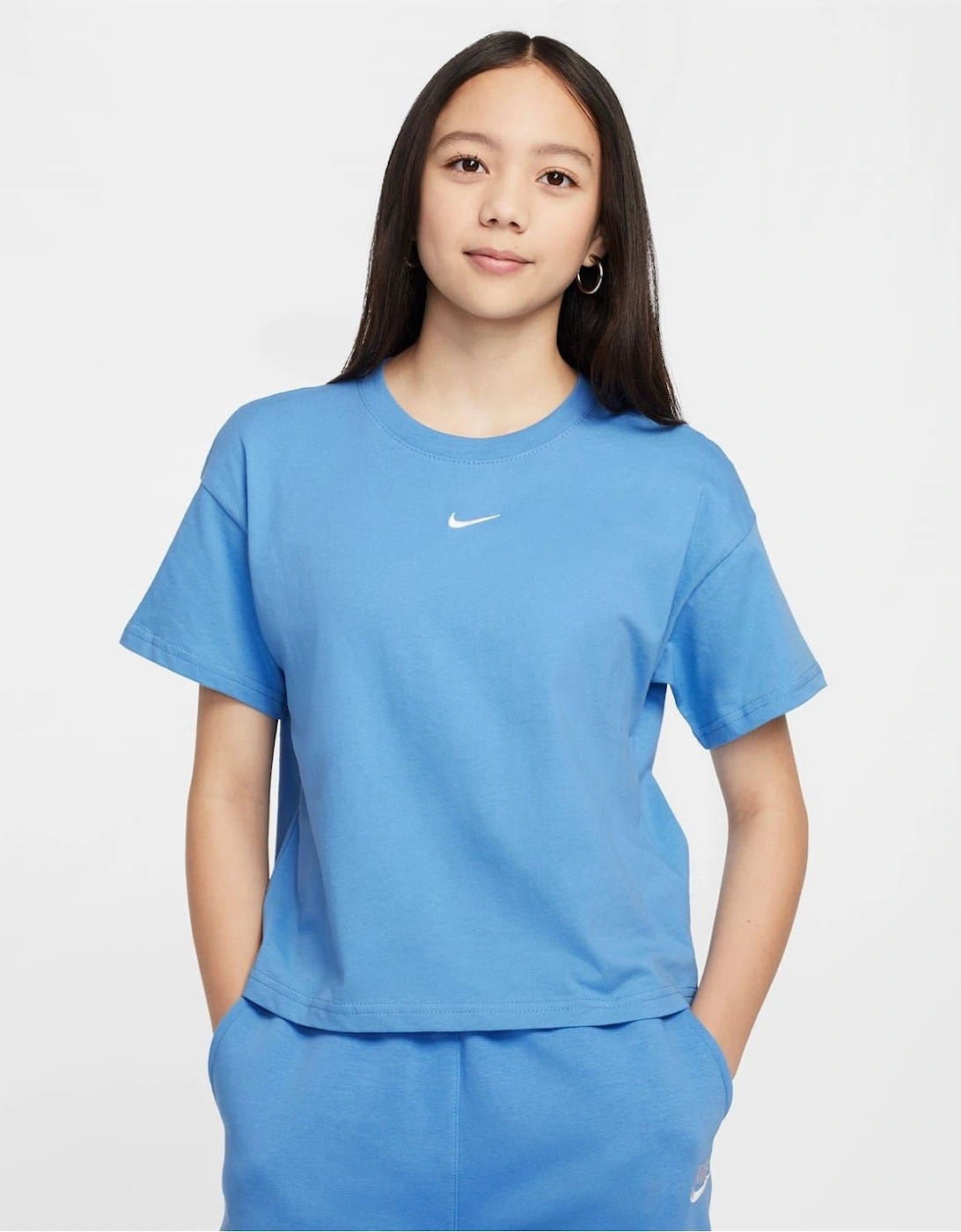 Nike Girls Blue 'S Sportswear Big (S) T-Shirt - Size: 7-8 S Kids
