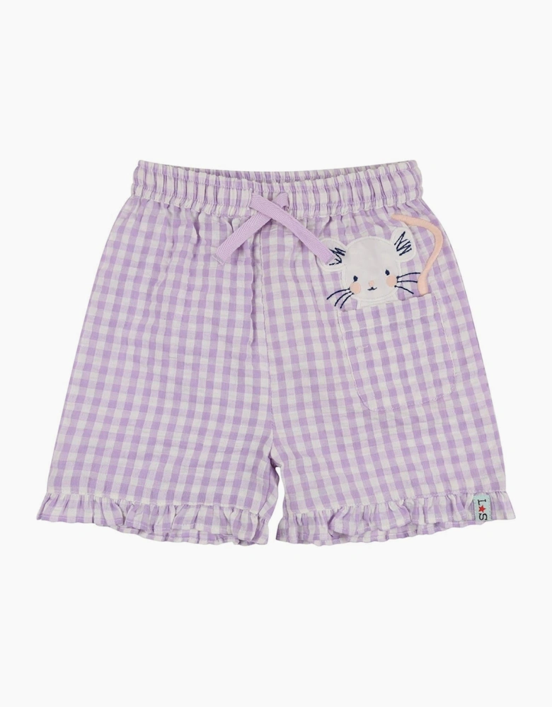 Bunny Gingham Bermuda Shorts with Ruffle Hem