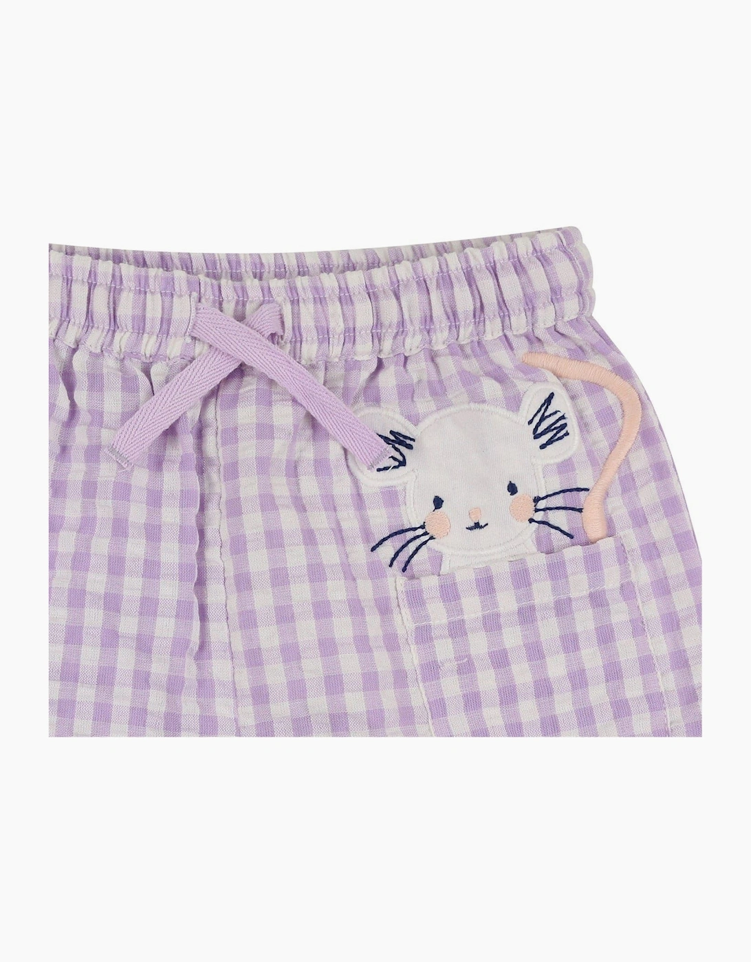Bunny Gingham Bermuda Shorts with Ruffle Hem