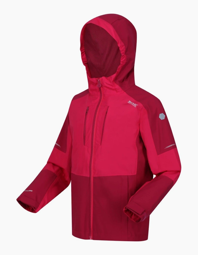 Hooded Neck Color Block Patterned Rain Jacket