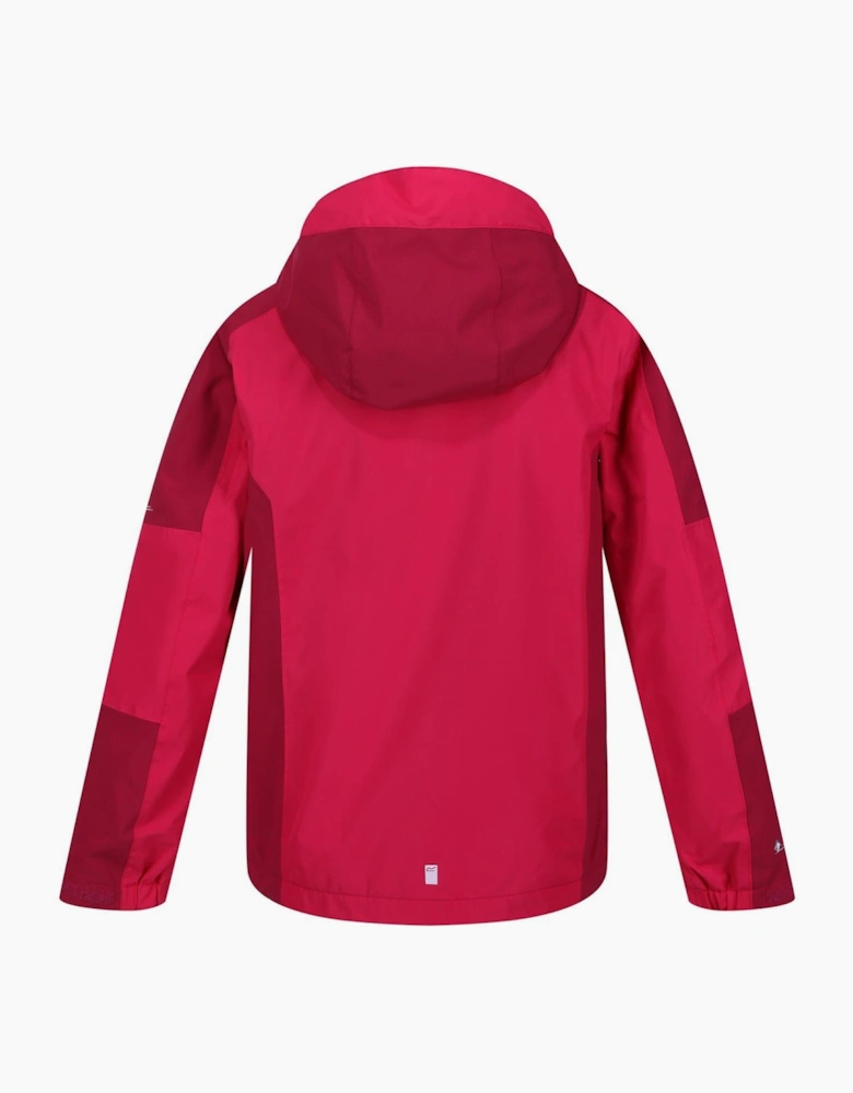 Hooded Neck Color Block Patterned Rain Jacket