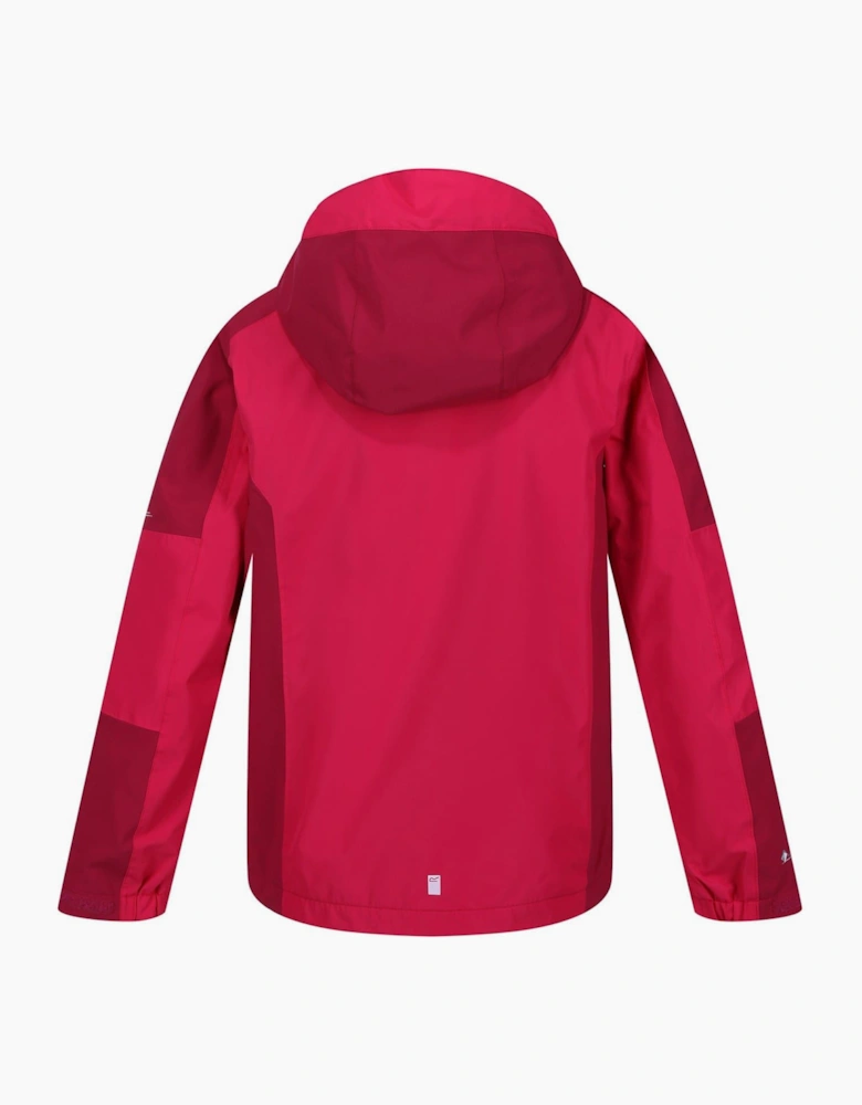 Hooded Neck Color Block Patterned Rain Jacket