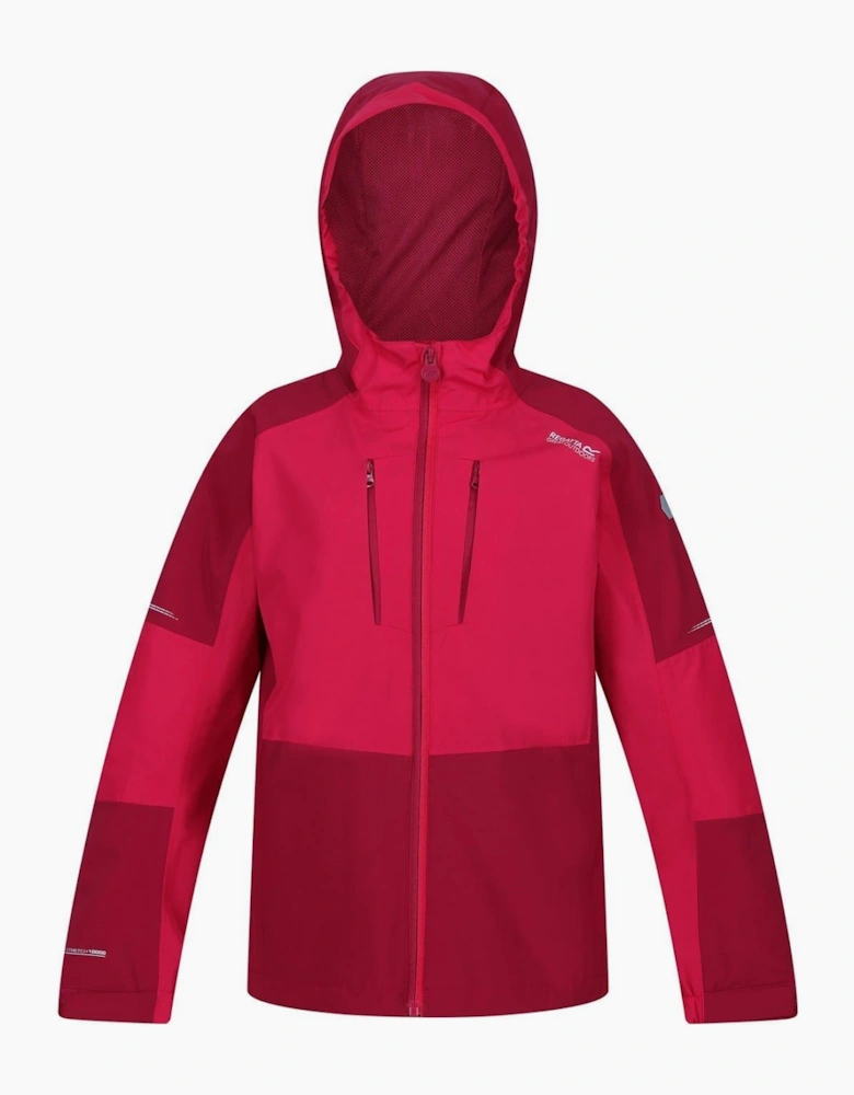 Hooded Neck Color Block Patterned Rain Jacket