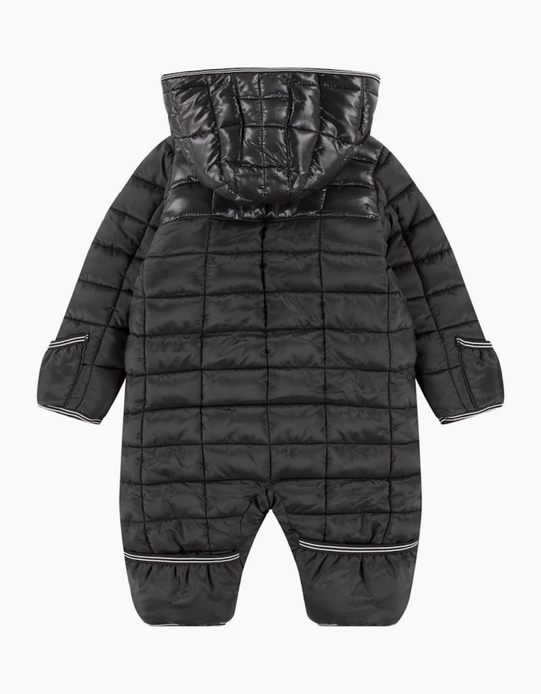 Hooded Neck Plaid Patterned Long Sleeve Snowsuit