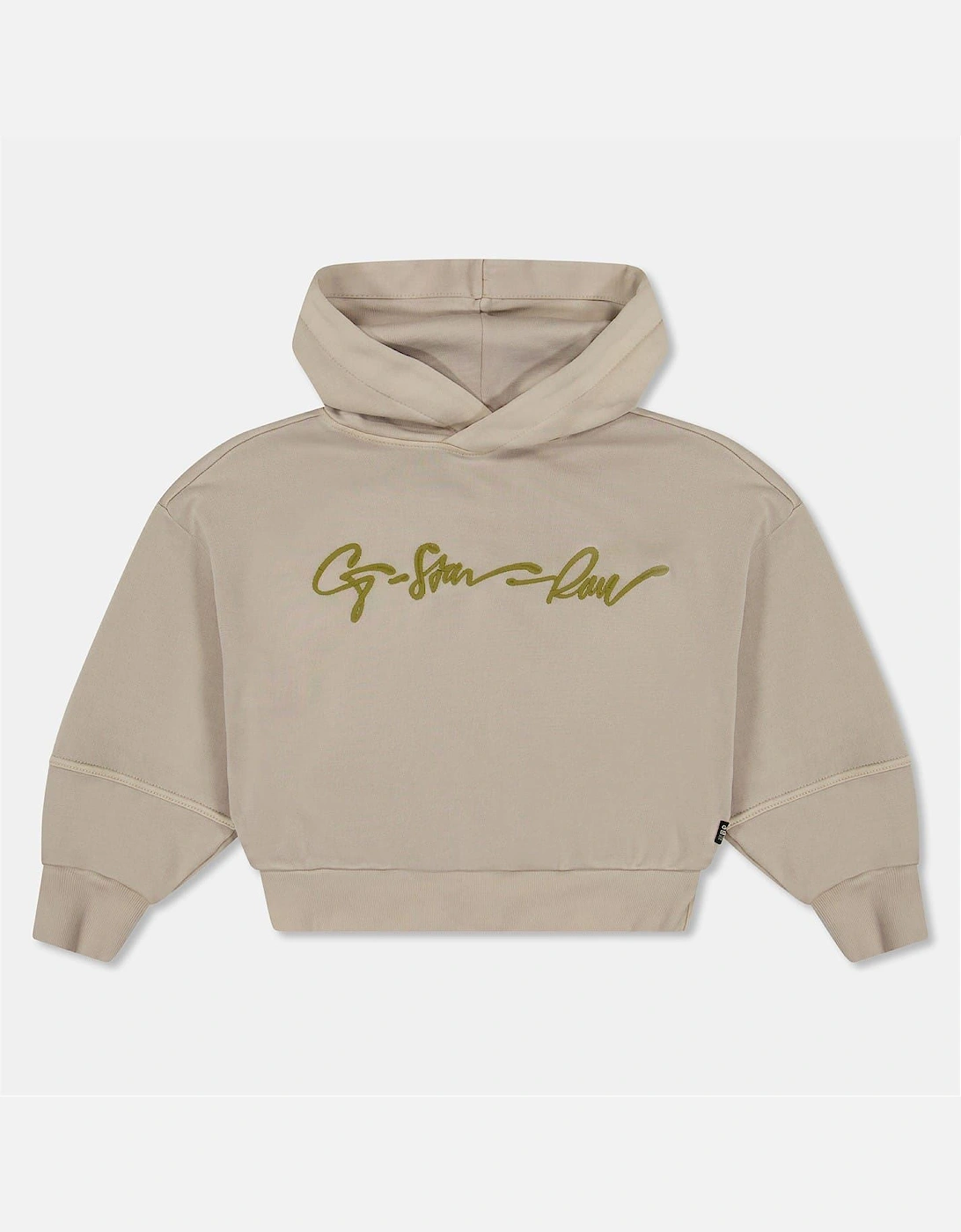 G-Star Unisex Tan Oversize Hooded Neck Signature Print Sweatshirt  8Y