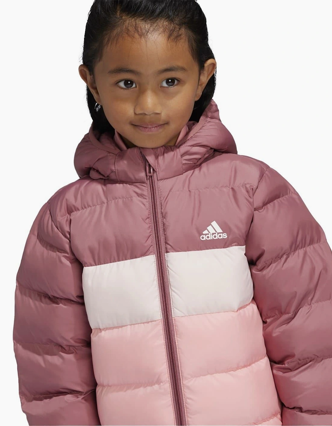 Color Block Hooded Ribbed Cuff Puffer Jacket with Zipped Pocket