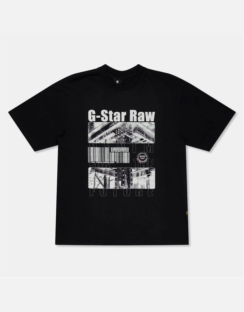 Oversize Fit Text Graphic Crew Neck Short Sleeve T-Shirt