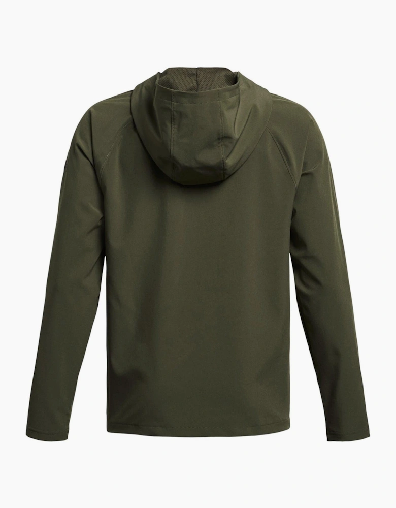 Solid Patterned Hooded Full Zipper Fleece Jacket