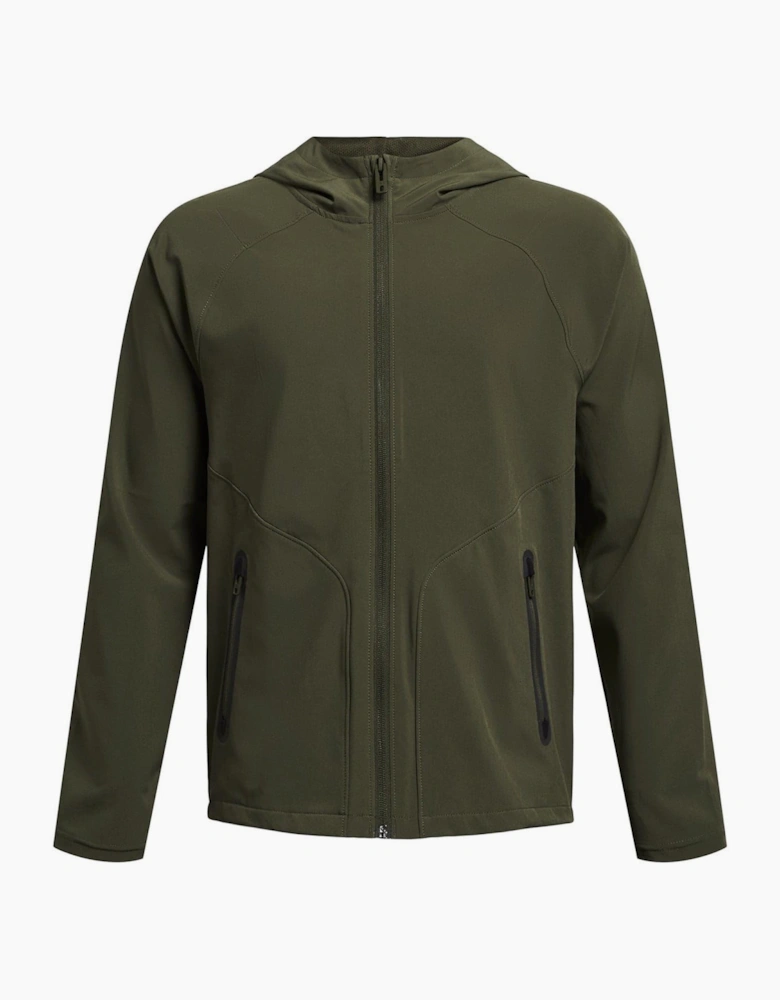Solid Patterned Hooded Full Zipper Fleece Jacket