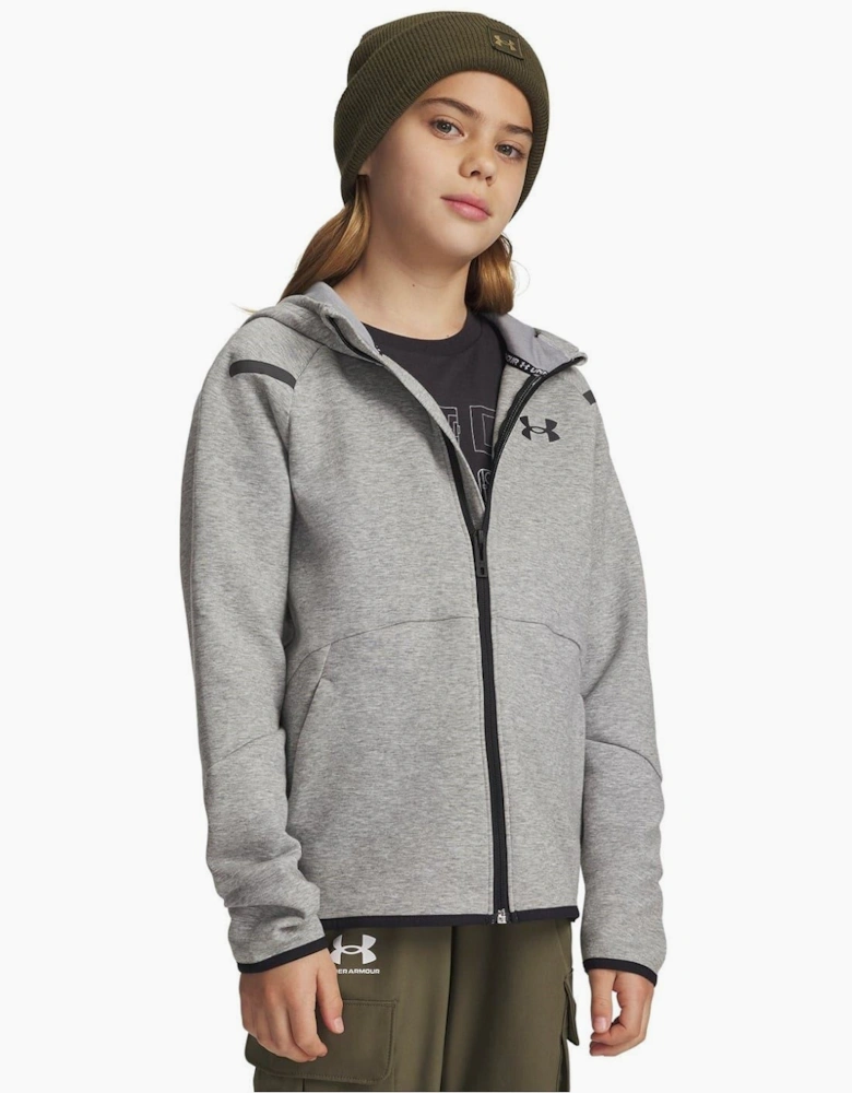 Unstoppable Hooded Neck Full Zipper Ribbed Cuff Sweat Jacket