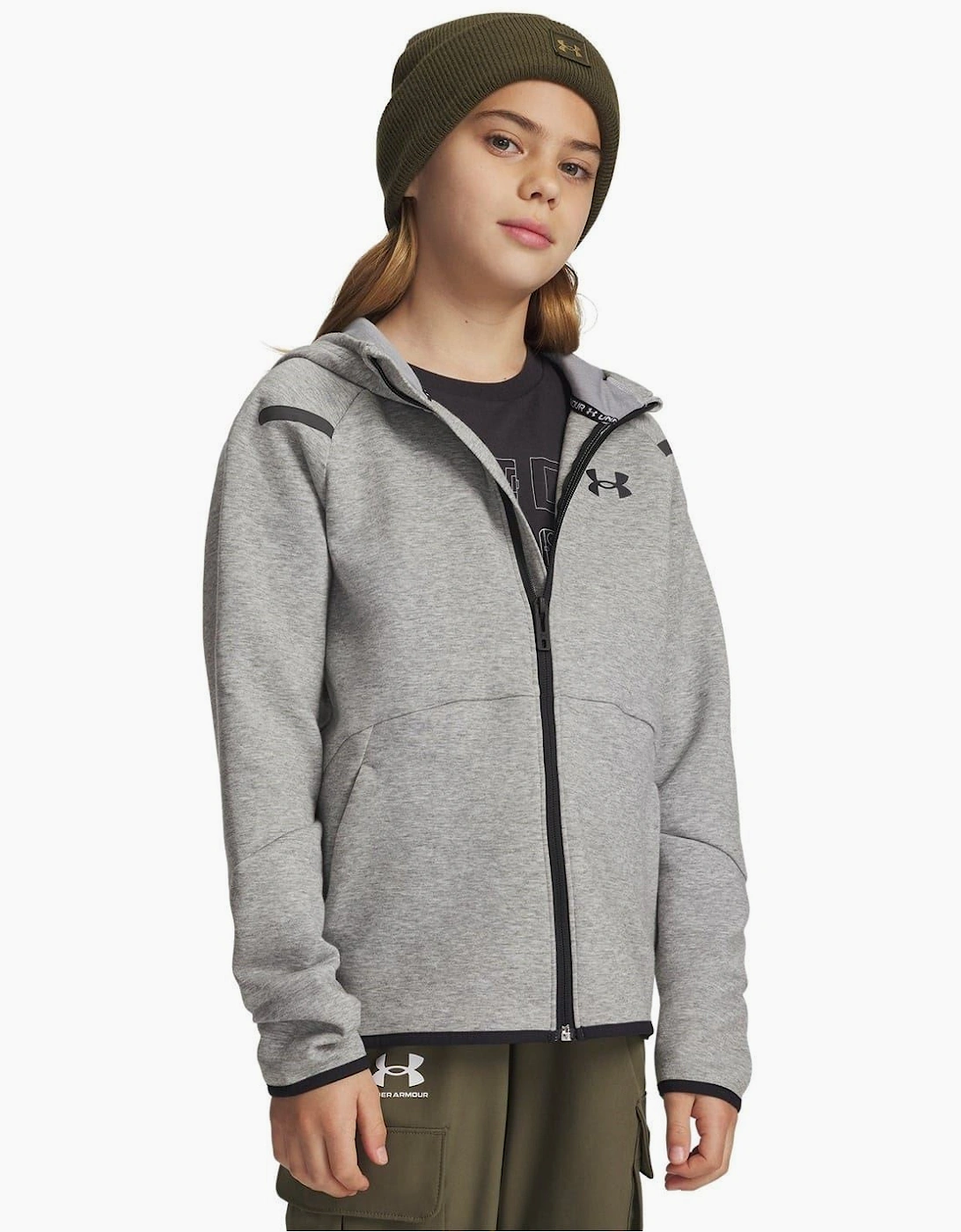 Unstoppable Hooded Neck Full Zipper Ribbed Cuff Sweat Jacket