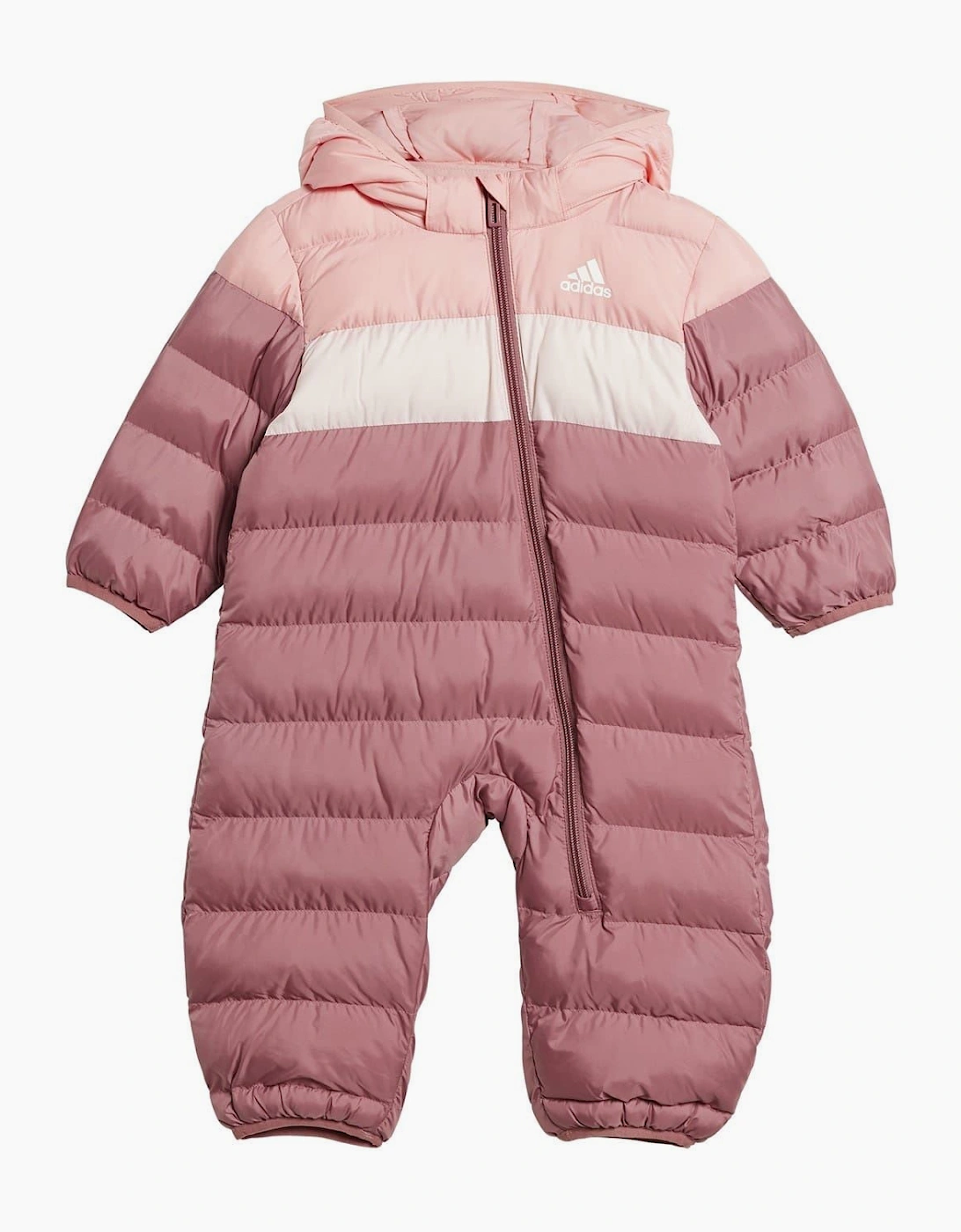 Kids Hooded Neck Long Sleeve Horizontal Stripe Snowsuit