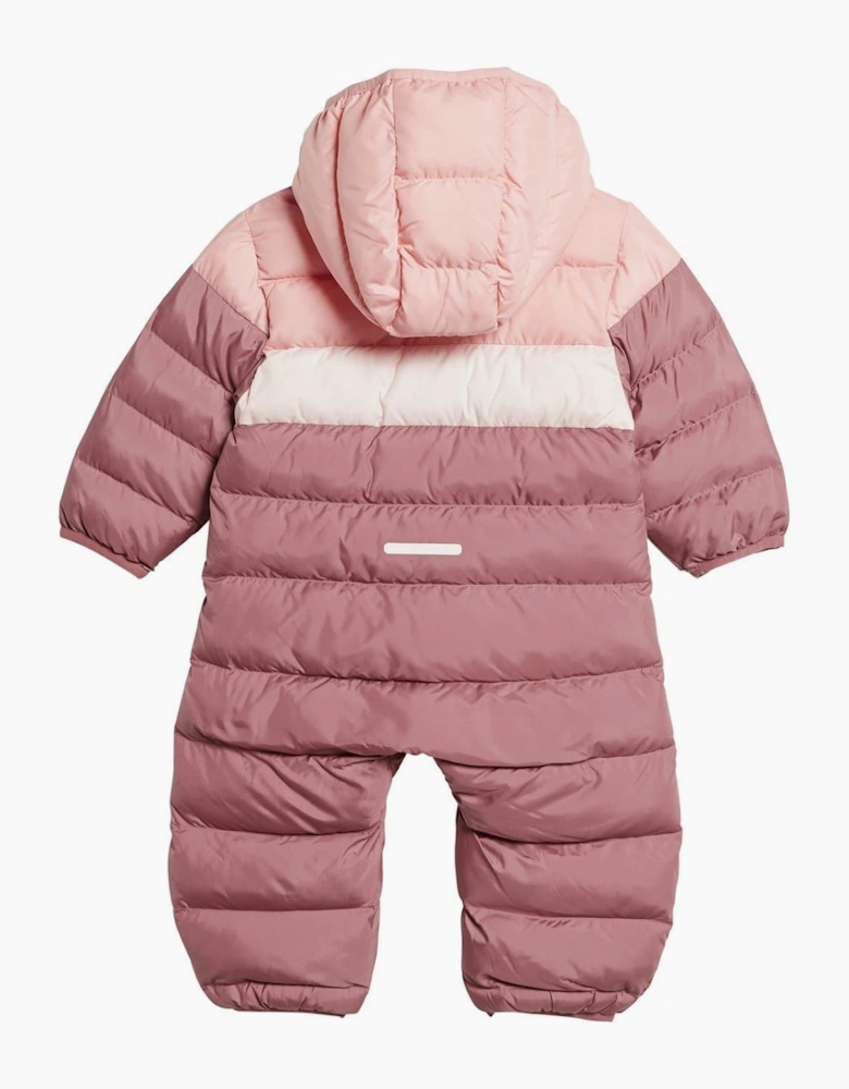 Kids Hooded Neck Long Sleeve Horizontal Stripe Snowsuit