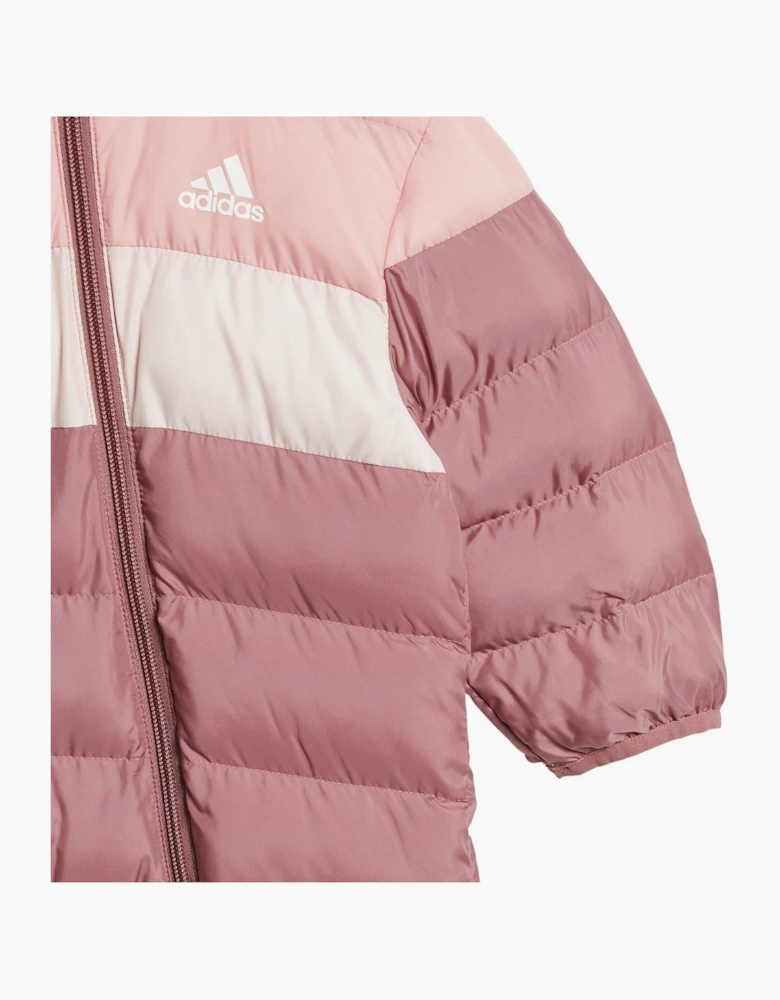 Kids Hooded Neck Long Sleeve Horizontal Stripe Snowsuit