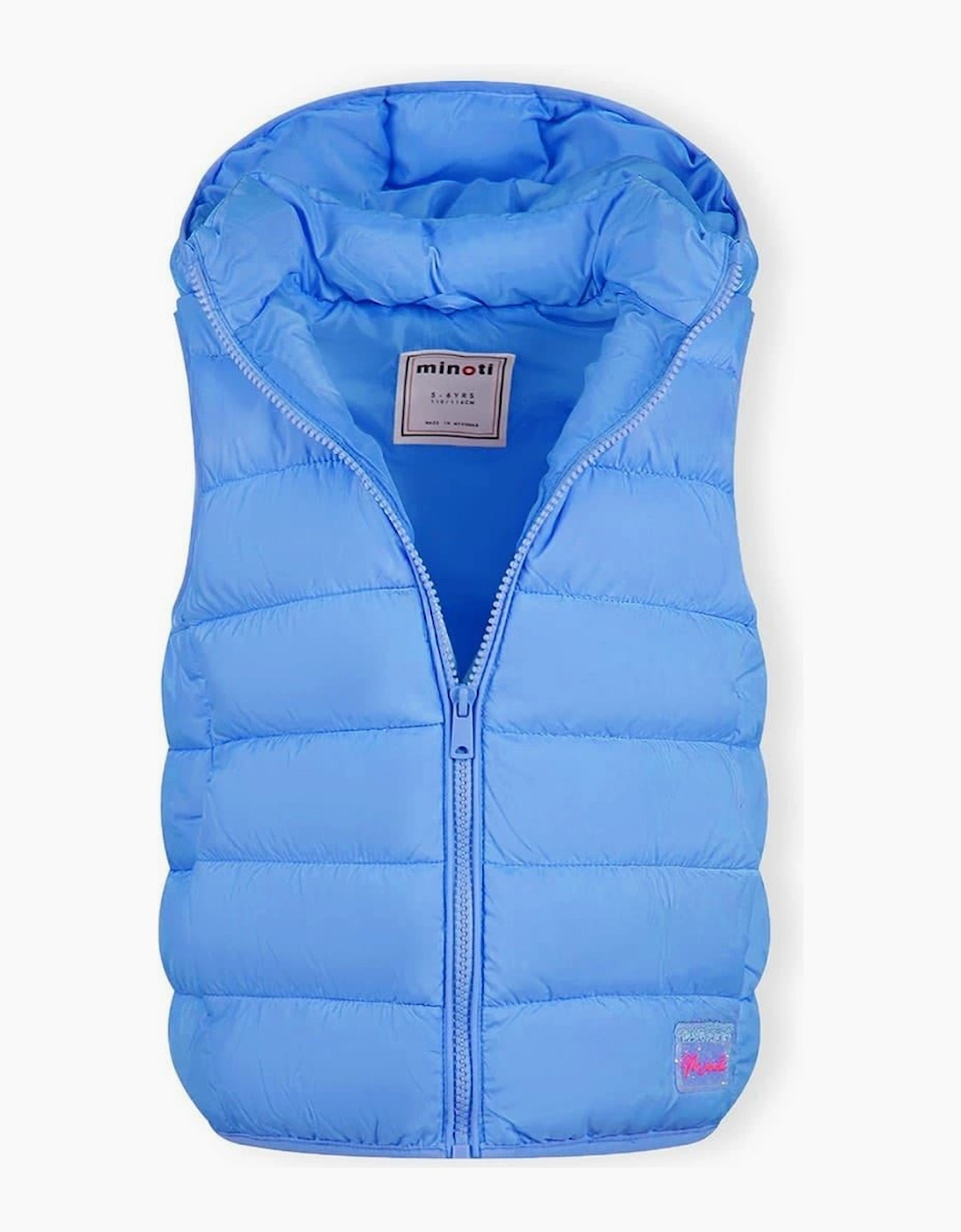 Girls Quilted Gilet With Full Zip And Detachable Hood Light Blue