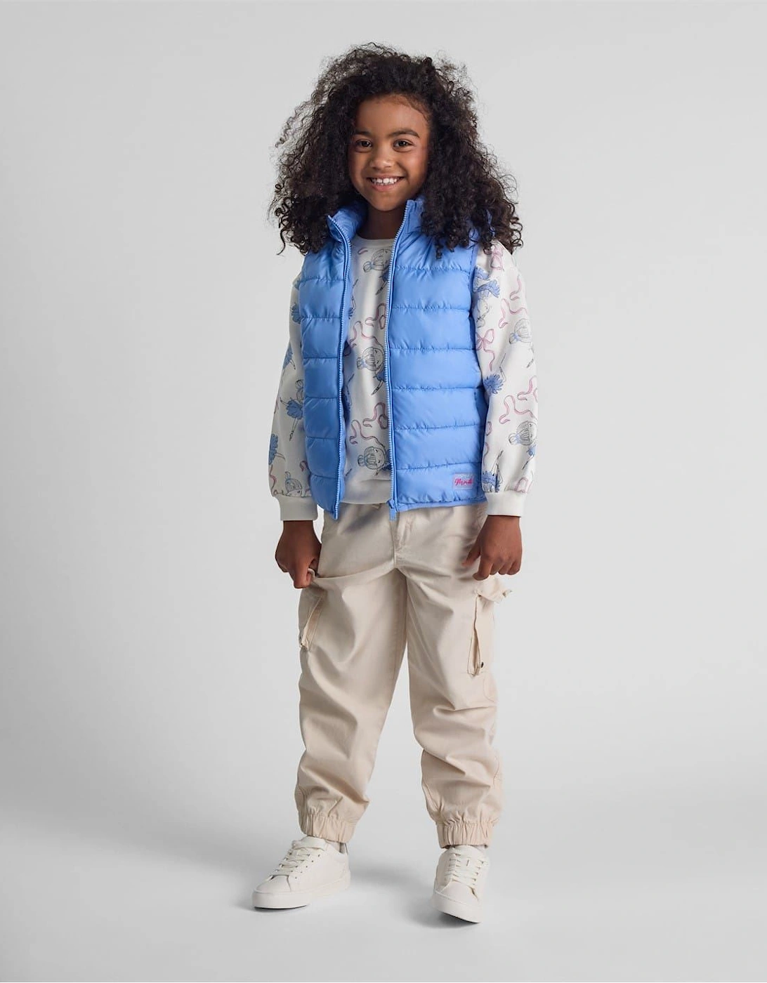 Girls Quilted Gilet With Full Zip And Detachable Hood Light Blue