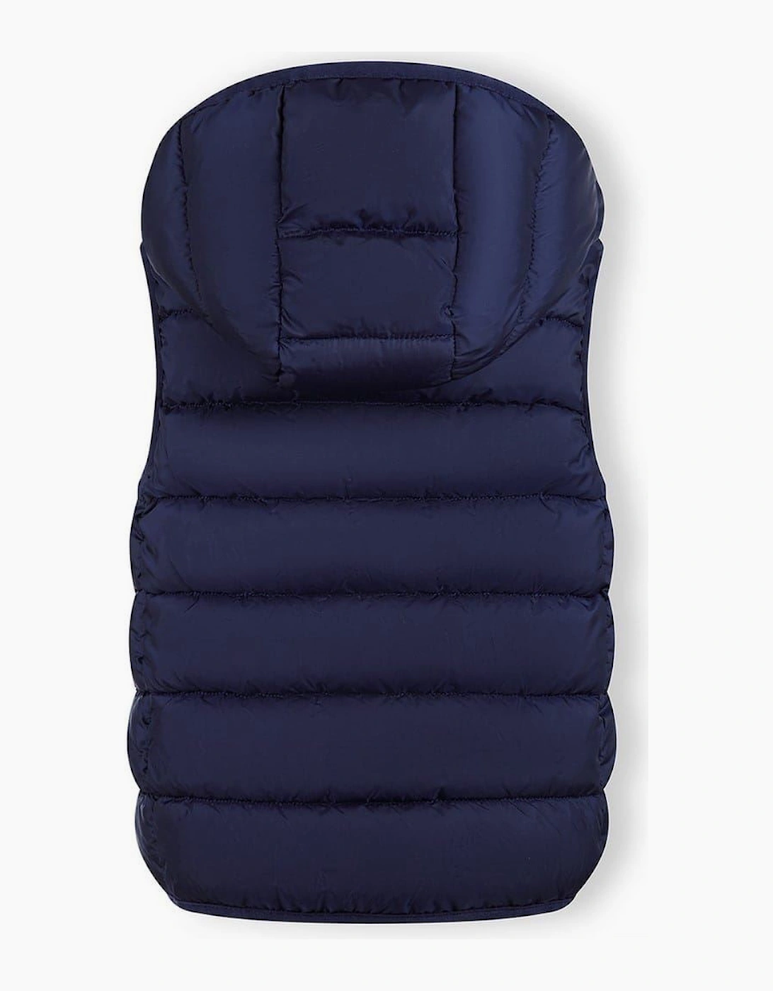 Girls Quilted Gilet Full Zip Detachable Hood Navy