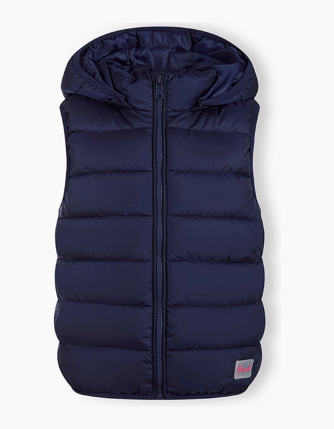 Girls Quilted Gilet Full Zip Detachable Hood Navy, 7 of 6