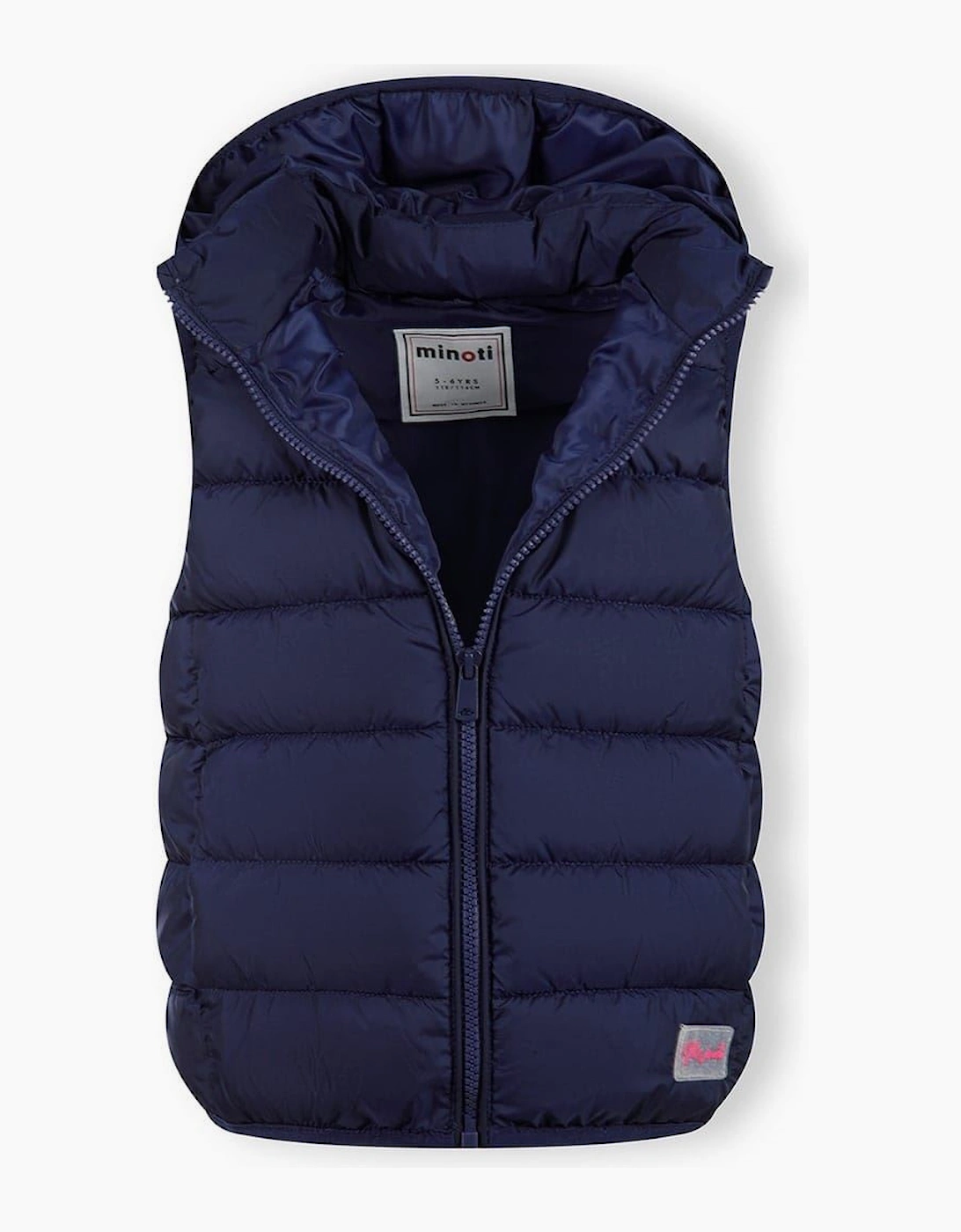 Girls Quilted Gilet Full Zip Detachable Hood Navy