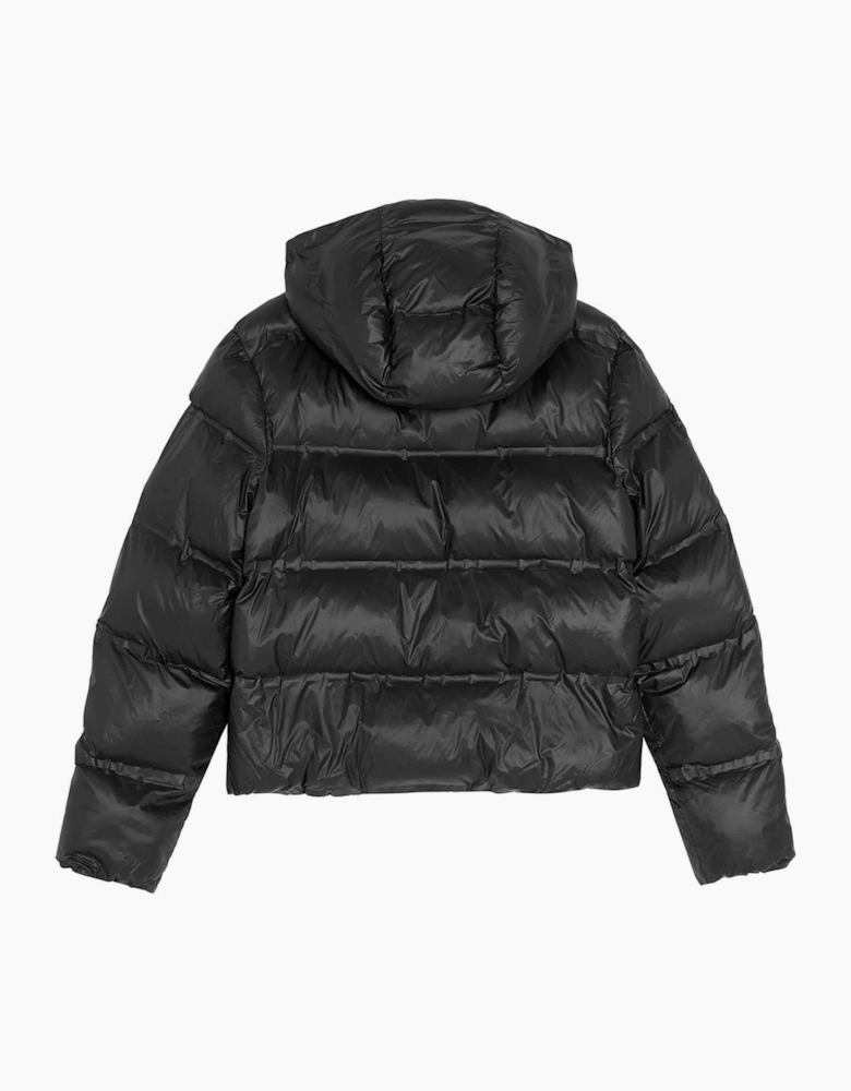 Solid Patterned Hooded Puffer Coat
