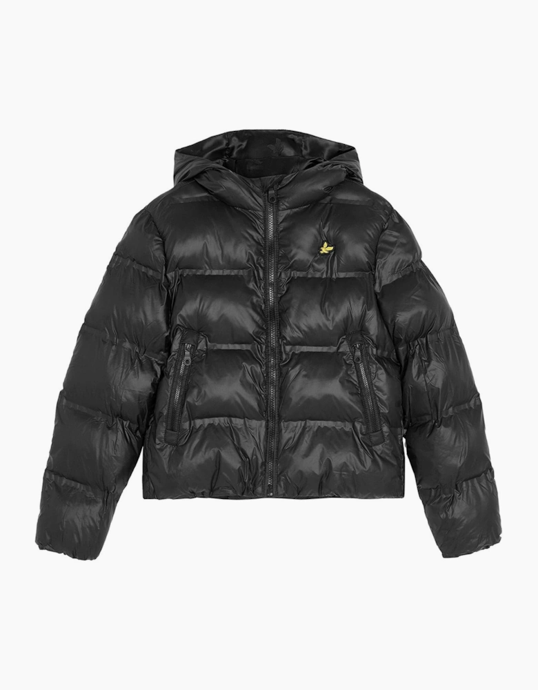 Solid Patterned Hooded Puffer Coat