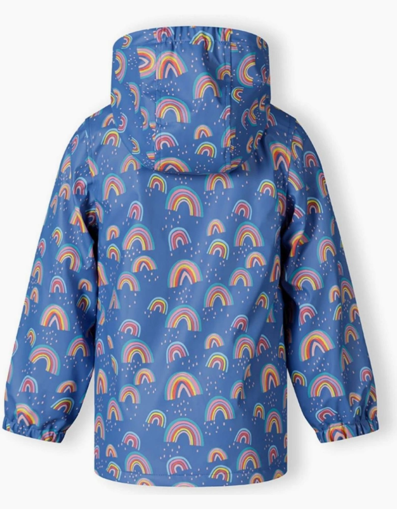 Girls Rain Jacket Printed Cobalt Blue