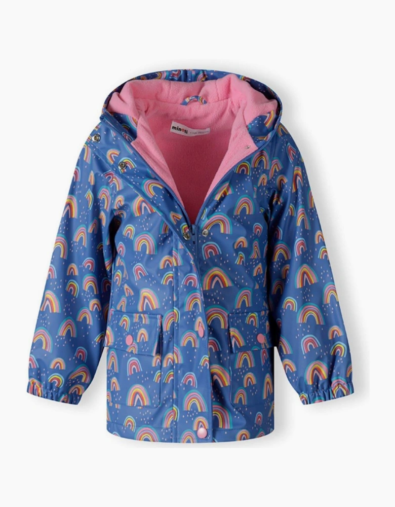 Girls Rain Jacket Printed Cobalt Blue
