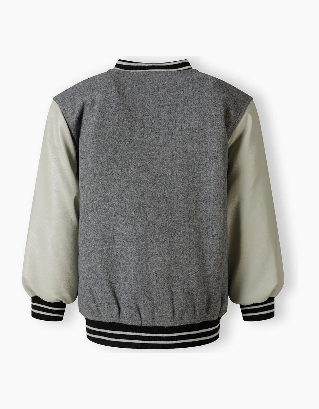 Varsity Jacket With Snap Buttons And Pu Sleeves