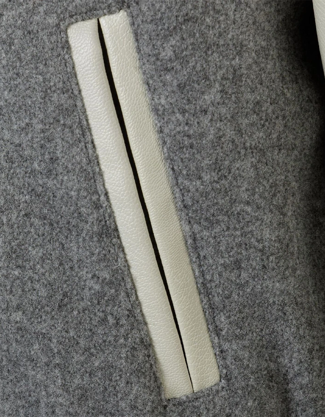 Varsity Jacket With Snap Buttons And Pu Sleeves