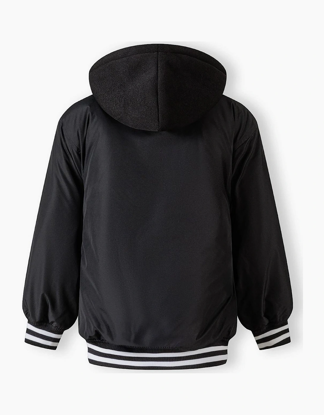 Boys Baseball Style Jacket Detachable Hood Black