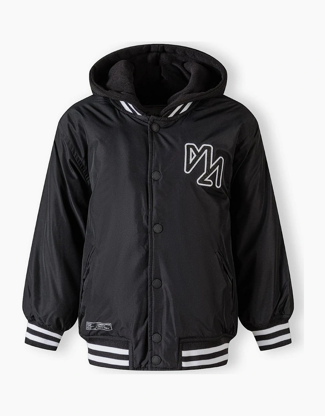 Boys Baseball Style Jacket Detachable Hood Black, 7 of 6