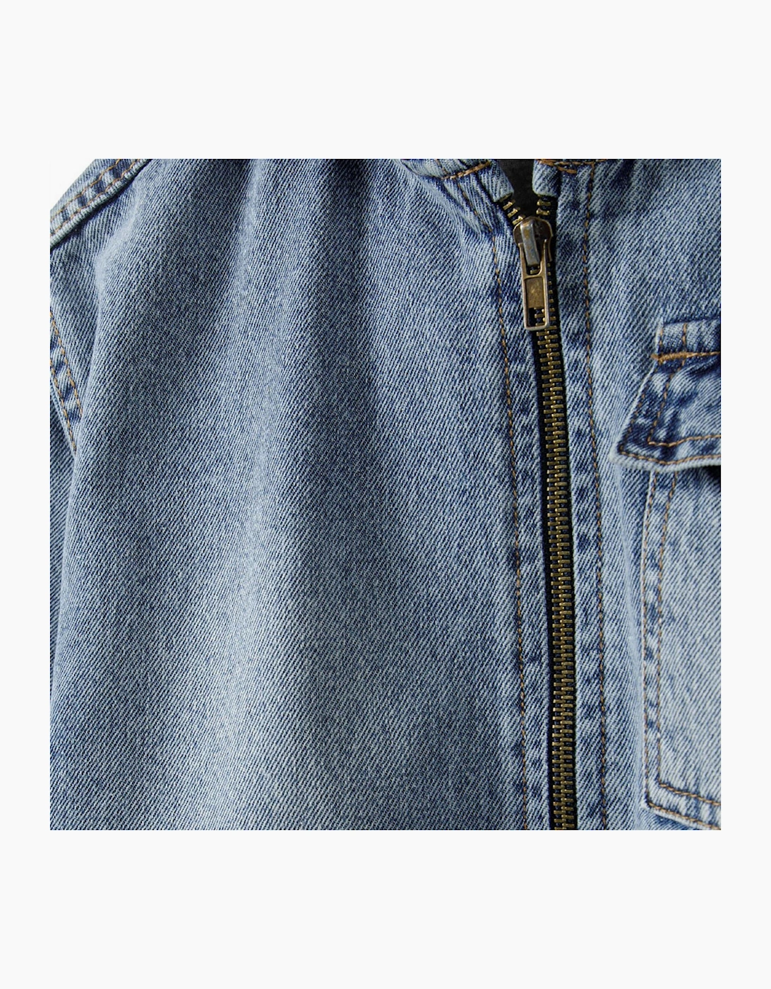Boys Denim Jacket With Fixed Hood Zip Fastening Navy