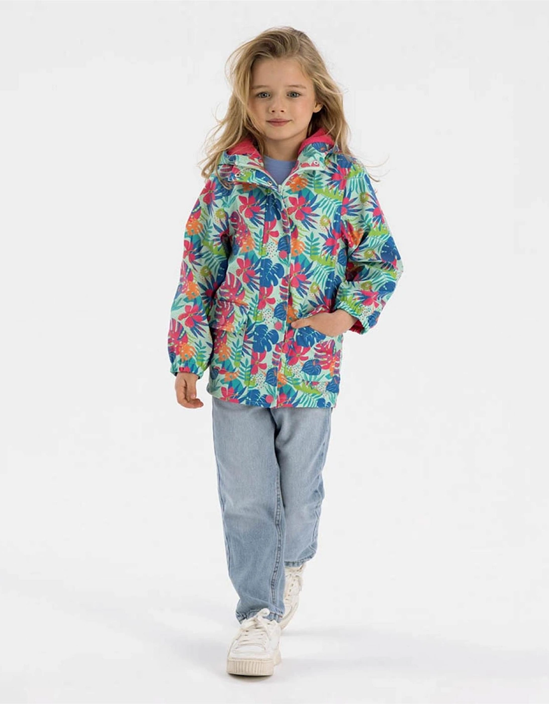 Girls Rain Jacket Printed Mint
