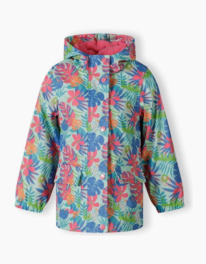 Girls Rain Jacket Printed Mint